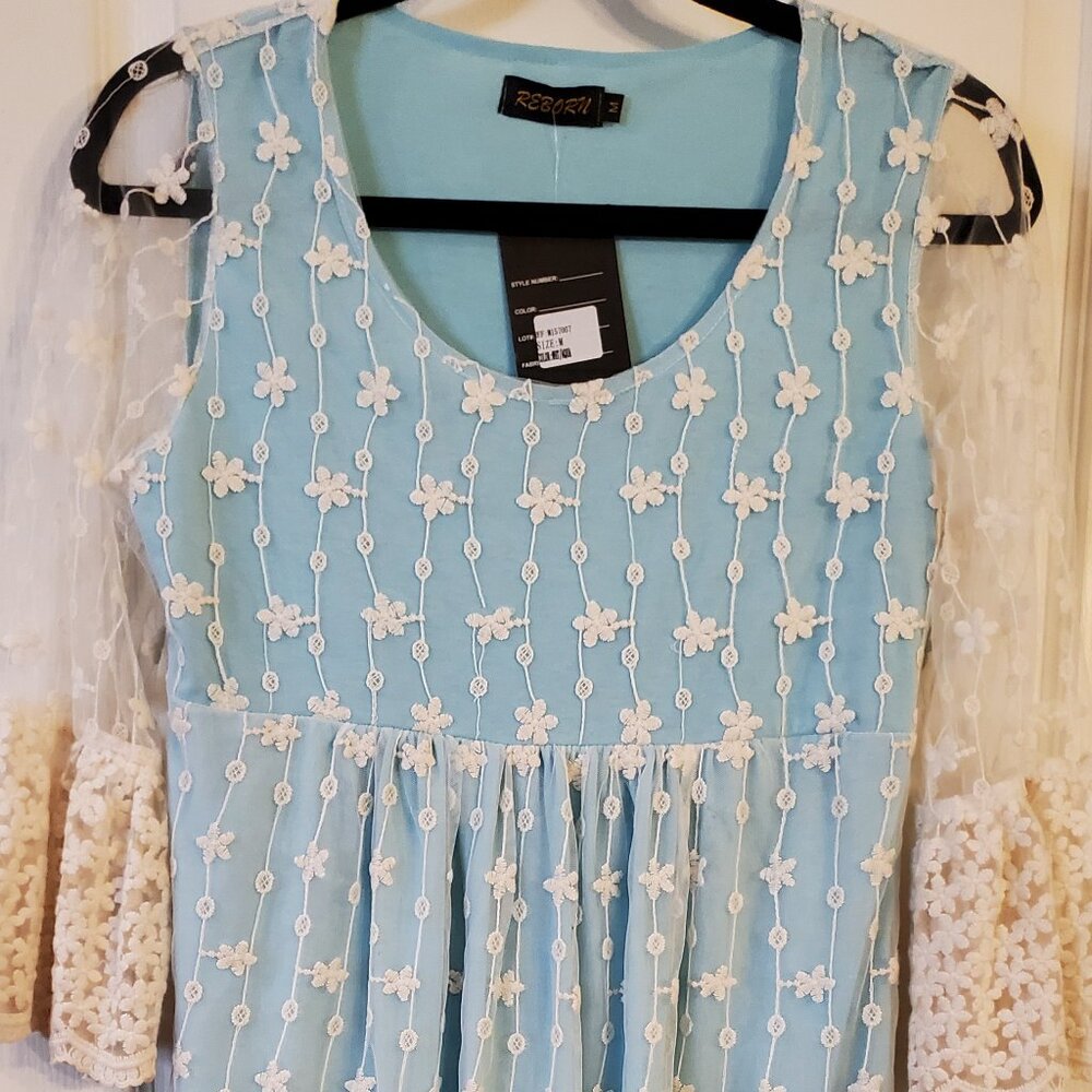 Reborn dress lace mint-aqua mid length NEW NWT